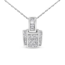 Load image into Gallery viewer, 14K White Gold 2 1/5 Cttw Princess Cut Composite Diamond Pendant with Diamond Bale Pendant Necklace (H-I Color,SI1-SI2 Clarity) - NO CHAIN INCLUDED
