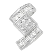 Load image into Gallery viewer, 14K White Gold 1 2/5 cttw Princess and Baguette Cut Diamond Zig Zag Pendant Necklace (H-I, SI1-SI2)
