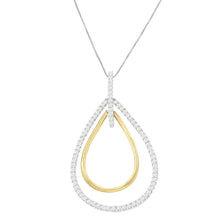 Load image into Gallery viewer, 14K Two-Tone Gold Round Cut Diamond Double Burst Pendant Necklace (1.00 cttw, H-I Color, SI2-I1 Clarity)

