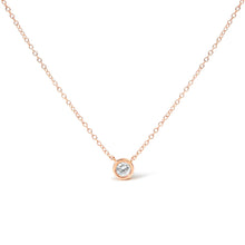 Load image into Gallery viewer, 10K White Gold 1/10 Carat Round Brilliant-Cut Diamond Modern Bezel-Set Solitaire 16"-18" Pendant Necklace (H-I Color, SI2-I1 Clarity)
