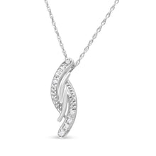 Load image into Gallery viewer, .925 Sterling Silver Diamond Accent Bypass Curve 18" Pendant Necklace (I-J Color, I3 Clarity)

