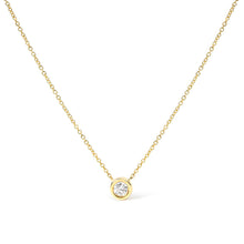 Load image into Gallery viewer, 10K White Gold 1/10 Carat Round Brilliant-Cut Diamond Modern Bezel-Set Solitaire 16"-18" Pendant Necklace (H-I Color, SI2-I1 Clarity)
