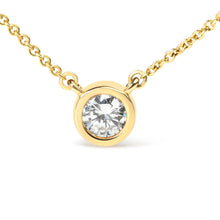 Load image into Gallery viewer, 10K Yellow Gold 1/3 Carat Round Brilliant-Cut Diamond Modern Bezel-Set Solitaire 16"-18" Pendant Necklace (H-I Color, SI2-I1 Clarity)
