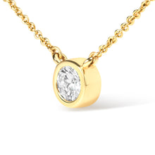 Load image into Gallery viewer, 10K Yellow Gold 1/3 Carat Round Brilliant-Cut Diamond Modern Bezel-Set Solitaire 16"-18" Pendant Necklace (H-I Color, SI2-I1 Clarity)
