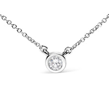 Load image into Gallery viewer, 10K White Gold 1/2 Carat Round Brilliant-Cut Diamond Modern Bezel-Set Solitaire 16"-18" Pendant Necklace (H-I Color, SI2-I1 Clarity)
