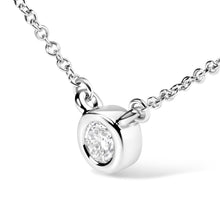 Load image into Gallery viewer, 10K White Gold 1/2 Carat Round Brilliant-Cut Diamond Modern Bezel-Set Solitaire 16"-18" Pendant Necklace (H-I Color, SI2-I1 Clarity)
