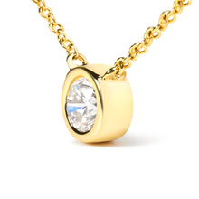 Load image into Gallery viewer, 10K Yellow Gold 1/2 Carat Round Brilliant-Cut Diamond Modern Bezel-Set Solitaire 16"-18" Pendant Necklace (H-I Color, SI2-I1 Clarity)
