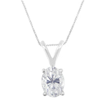 Load image into Gallery viewer, IGI Certified 10K White Gold 3/8 cttw Prong Set Diamond Oval Pendant Necklace (I-J Color, I1 Clarity) - Size 18"
