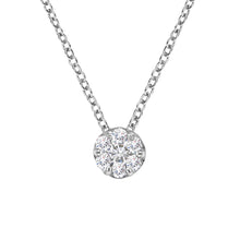 Load image into Gallery viewer, 14K White Gold 1/4 Cttw Shared Prong Set Round-Ct Diamond 7 Stone Floral Cluster 18" Pendant Necklace (H-I Color, SI2-I1 Clarity)
