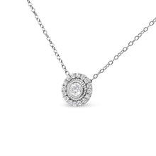 Load image into Gallery viewer, .925 Sterling Silver 1/2 Cttw Round Diamond Halo Circle Pendant 18" Necklace (I-J Color, I2-I3 Clarity)

