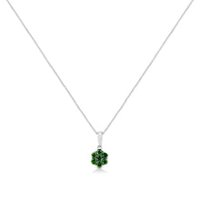 Load image into Gallery viewer, .925 Sterling Silver 1/2 Cttw Prong Set Treated Green Diamond Floral Cluster 18" Pendant Necklace (Green Color, I1-I2 Clarity)
