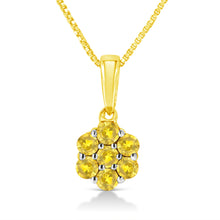 Load image into Gallery viewer, .925 Sterling Silver 1/2 Cttw Prong Set Treated Green Diamond Floral Cluster 18" Pendant Necklace (Green Color, I1-I2 Clarity)
