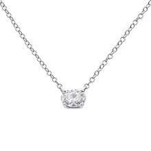 Load image into Gallery viewer, 14K White Gold 1/2 Cttw Lab Grown Oval Shape Solitaire Diamond East West 18" Pendant Necklace (E-F Color, VS1-VS2 Clarity)
