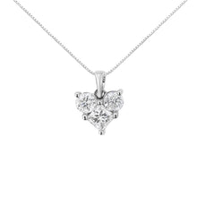 Load image into Gallery viewer, 10K White Gold 1.0 Cttw Round-Cut and Princess-Cut Diamond Heart Shaped 18" Pendant Necklace (H-I Color, SI2-I1 Clarity)
