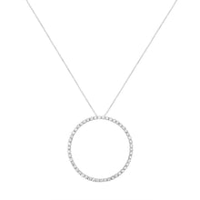 Load image into Gallery viewer, .925 Sterling Silver 4 cttw Prong Set, Round-Cut Diamond Open Circle Hoop 18" Pendant Necklace (J-K Color, I1-I2 Clarity)
