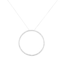 Load image into Gallery viewer, .925 Sterling Silver 5.0 Cttw Prong Set Round-cut Diamond Open Circle Hoop 18" Pendant Necklace (I-J Color, I2-I3 Clarity)

