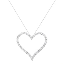 Load image into Gallery viewer, .925 Sterling Silver 3.0 cttw Round-Cut Diamond Open Heart Pendant Necklace (I-J Color, I2-I3 Clarity) - 18"
