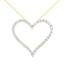 Load image into Gallery viewer, 10k Yellow Gold Plated .925 Sterling Silver 3.0 cttw Round-Cut Diamond Open Heart Pendant Necklace (J-K Color, I1-I2 Clarity) - 18"
