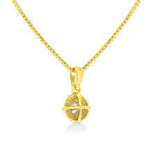Load image into Gallery viewer, 14K Yellow Gold Plated .925 Sterling Silver 1/2 Cttw Brilliant Round Cut Diamond Solitaire Milgrain 18" Pendant Necklace (K-L Color, I2-I3 Clarity)
