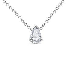 Load image into Gallery viewer, 14K White Gold 1/2 Cttw Lab Grown Pear Shape Solitaire Diamond Pendent 18" Necklace (F-G Color, VS2-SI1 Clarity)
