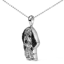 Load image into Gallery viewer, .925 Sterling Silver 1/4 Cttw White and Black Diamond Basset Hound Dog Pendant Necklace 18 inch (I-J Color, I2-I3 Clarity)
