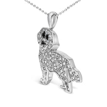 Load image into Gallery viewer, .925 Sterling Silver 1/3 Cttw White and Black Diamond  Labrador Retriever Dog Pendant Necklace (I-J Color, I2-I3 Clarity) - 18" Inches
