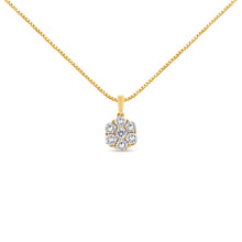 Load image into Gallery viewer, 14K Yellow Gold 2.00 Cttw Brilliant Round-Cut Diamond 7 Stone Flower Cluster 18" Pendant Necklace (H-I Color, SI2-I1 Clarity)
