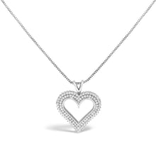 Load image into Gallery viewer, .925 Sterling Silver 1.00 Cttw Diamond Heart 18" Pendant Necklace (I-J Color, I2-I3 Clarity)
