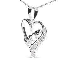 Load image into Gallery viewer, .925 Sterling Silver 1/4 Cttw Diamond  "Mom" and Open Heart 18" Pendant Necklace (I-J Color, I2-I3 Clarity)
