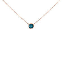 Load image into Gallery viewer, 14K Rose Gold 2.0 Cttw Bezel Set Blue Diamond Solitaire Pendant Necklace  - 18" Inches
