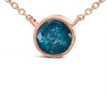 Load image into Gallery viewer, 14K Rose Gold 2.0 Cttw Bezel Set Blue Diamond Solitaire Pendant Necklace  - 18" Inches
