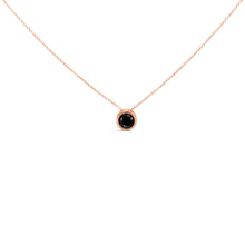 Load image into Gallery viewer, 14K Rose Gold 3 1/2 Cttw Bezel-Set Black Round Diamond Solitaire Pendant Necklace (Black Color, I2-I3 Clarity) - 18"
