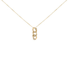 Load image into Gallery viewer, 14K Yellow Gold Plated .925 Sterling Silver 1/6 Cttw Diamond Interlocking Triple Asymmetric Circle Hoop 18" Pendant Necklace (H-I Color, I1-I2 Clarity)
