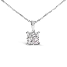Load image into Gallery viewer, Sterling Silver 1/2 Cttw Princess-Cut Diamond 4 Stone Pendant Necklace
