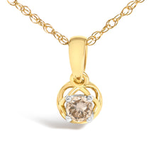 Load image into Gallery viewer, 14K Yellow Gold Plated Silver 1/5 Cttw Diamond Openwork Pendant Necklace
