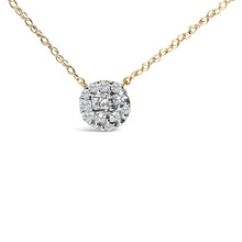 Load image into Gallery viewer, 14K Yellow Gold Plated Sterling Silver 3/8 Cttw Diamond Cluster Pendant Necklace
