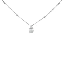 Load image into Gallery viewer, Sterling Silver 1.00 Cttw Lab Grown Diamond Oval Halo Pendant Bezel Station Necklace

