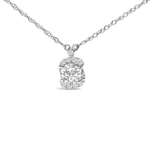 Load image into Gallery viewer, Sterling Silver 1.00 Cttw Lab Grown Diamond Oval Halo Pendant Bezel Station Necklace
