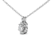 Load image into Gallery viewer, Sterling Silver 5/8 Cttw Lab Grown Diamond Oval Halo Pendant Necklace
