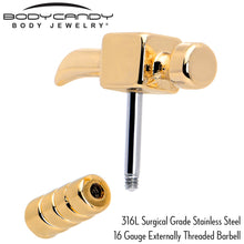 Load image into Gallery viewer, 16G 1/4 Gold Tone Optical Illusion Hammer Cartilage Tragus Earring
