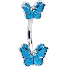 Load image into Gallery viewer, Simply Butterfly Blue Double Mount Belly Ring
