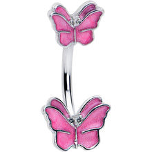 Load image into Gallery viewer, Simply Butterfly Pink Double Mount Belly Ring

