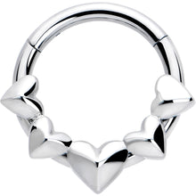Load image into Gallery viewer, 16G 5/16 3D Hearts Hinged Segment Ring
