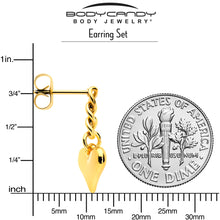 Load image into Gallery viewer, Gold Tone Chain Dangle Heart Stud Earrings

