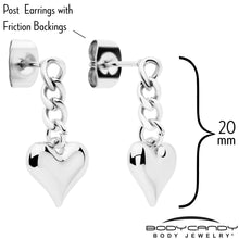 Load image into Gallery viewer, Chain Dangle Heart Stud Earrings
