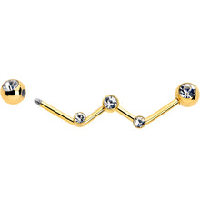 Load image into Gallery viewer, 14G Clear Gem Gold Tone Constellation Style Project Bar 32mm
