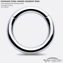 Load image into Gallery viewer, 10G 1/2 316L Surgical Steel Precision Hinged Segment Hoop
