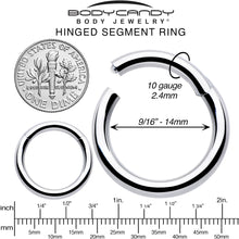 Load image into Gallery viewer, 10G 9/16 316L Surgical Steel Precision Hinged Segment Hoop
