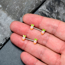 Load image into Gallery viewer, 14G 9/16 Surprise Carrot Easter Bunny Barbell Nipple Ring Set
