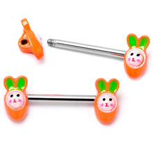 Load image into Gallery viewer, 14G 9/16 Surprise Carrot Easter Bunny Barbell Nipple Ring Set
